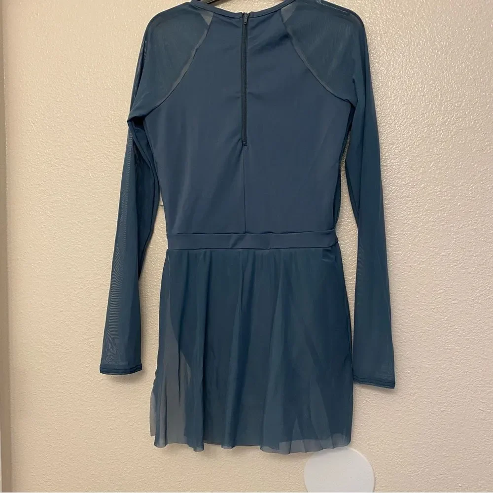 Weissman dance costume lyrical teal blue beaded Alone 13520 Adult MA